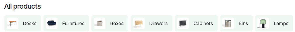 Category quick access in the toolbar.
