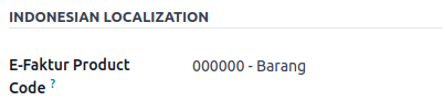 Product with the E-Faktur Product Code.