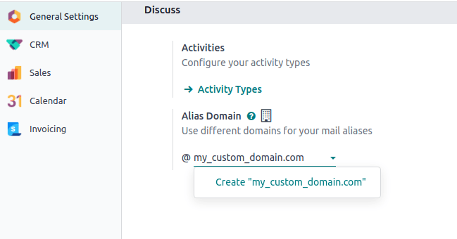alias domain در general settings.