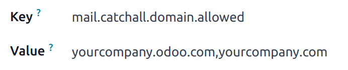 پارامتر سیستم mail.catchall.domain.allowed تنظیم‌شده.