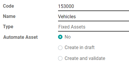 پیکربندی یک حساب دارایی‌ها در Odoo Accounting