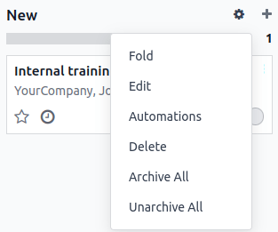 ایجاد automations از یک مرحلهٔ kanban