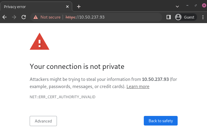 صفحهٔ هشدار دربارهٔ حریم خصوصی اتصال در Google Chrome