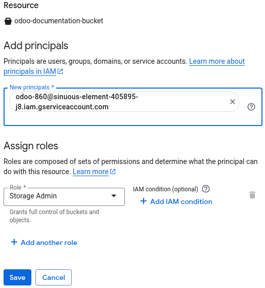 افزودن یک principal به یک bucket ذخیره‌سازی Google Cloud