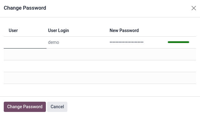 تغییر رمز عبور یک کاربر در Odoo.