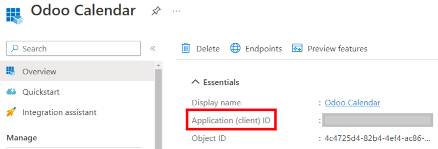 «Client ID» در پورتال Microsoft Azure.