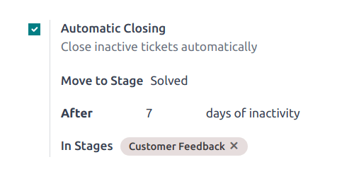 نمونه‌ای از تنظیمات Automatic Closing.