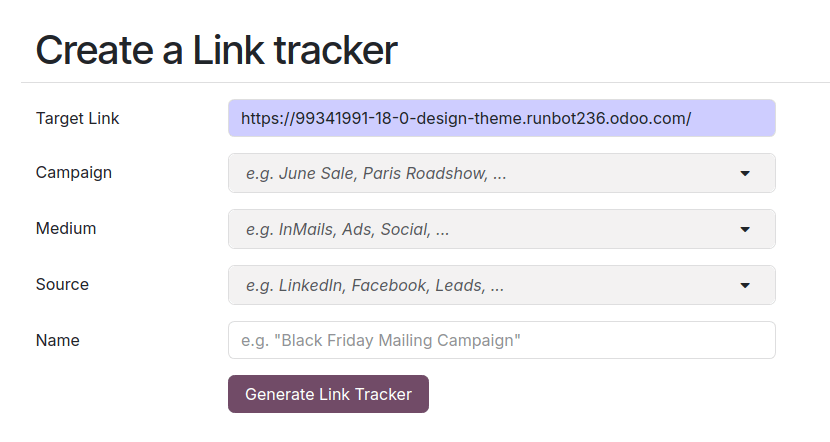 ایجاد یک URL link tracker