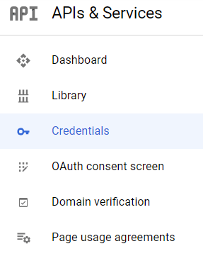 منوی دکمهٔ Credentials.