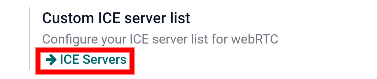 دکمهٔ «ICE Servers» در تنظیمات عمومی Odoo.