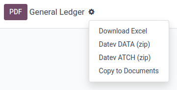 منوی actions general ledger با خروجی‌های DATEV