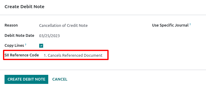 Debit note برای لغو سند ارجاع‌شده (credit note).