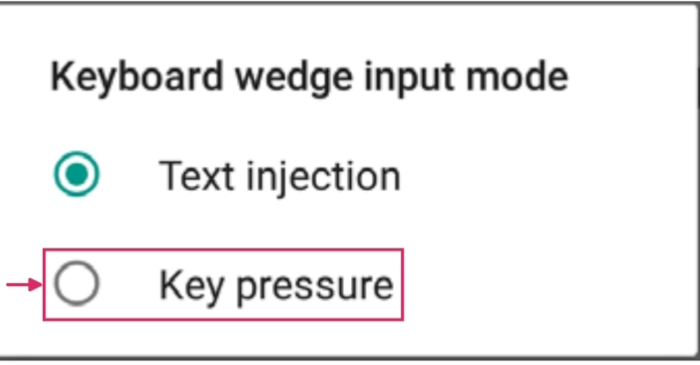 انتخاب Keyboard wedge input mode در اسکنر Datalogic.
