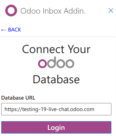 وارد کردن URL پایگاه دادهٔ Odoo