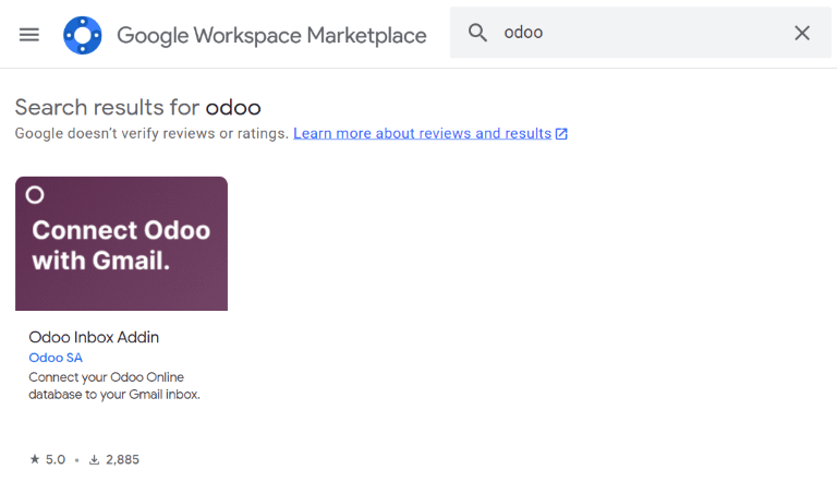 Odoo Inbox Addin در Google Workspace Marketplace.