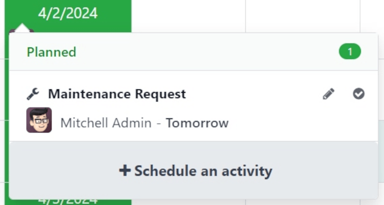 پنجره بازشوی Schedule فعالیت.