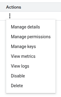 دسترسی به اقدام "Manage keys"