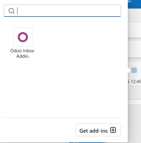 دکمهٔ افزونهٔ Odoo for Outlook
