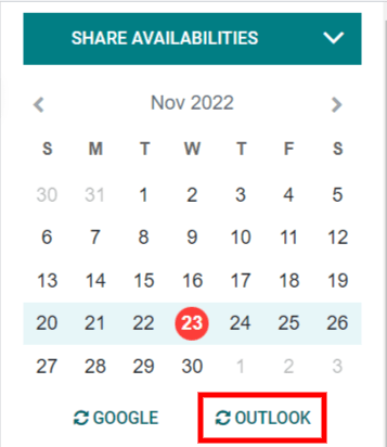 دکمهٔ هم‌گام‌سازی «Outlook» در تقویم Odoo.