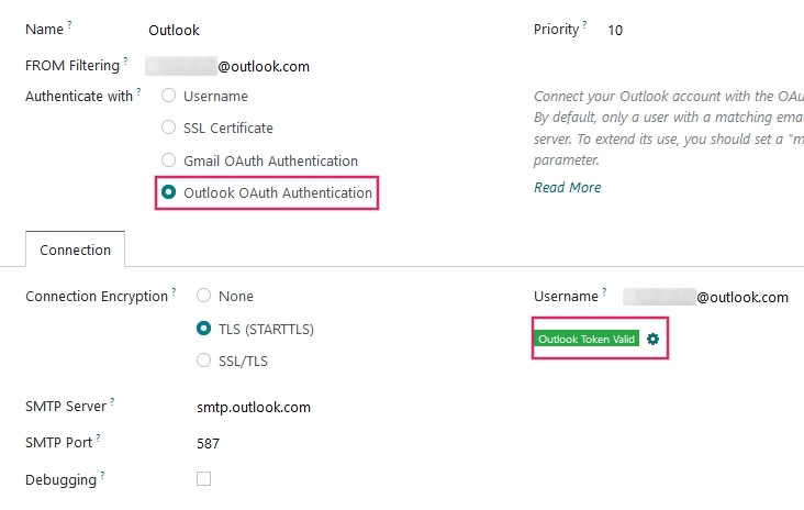 نشانگر توکن معتبر Outlook.