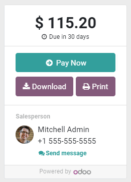 دکمهٔ "Pay now" در یک فاکتور در Customer Portal.