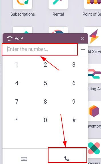 اتصال به یک داخلی کنفرانس با استفاده از ویجت VoIP Odoo.