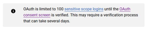 OAuth به 100 ورود scope حساس محدود است.