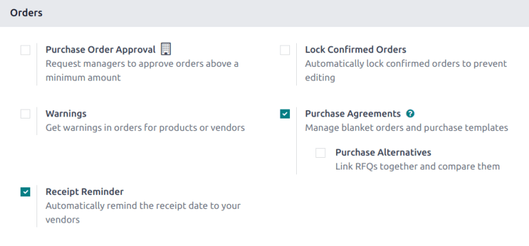 تنظیم Purchase agreements در اپلیکیشن Purchase.