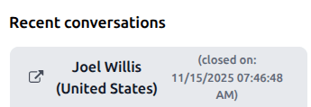 فیلد recent conversations در پنل اطلاعات.
