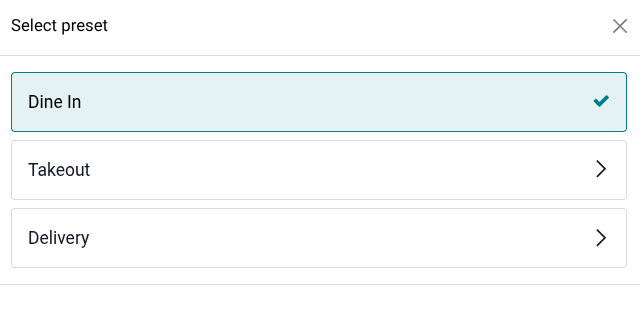 یک preset را در POS register انتخاب کنید.