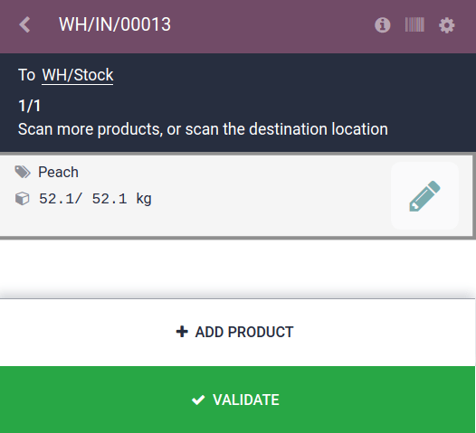 صفحه اسکن بارکد برای یک عملیات دریافت در اپلیکیشن Barcode.