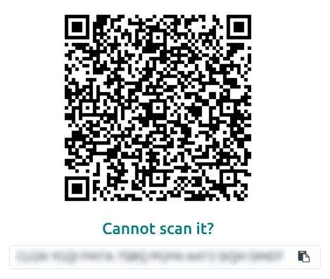 یک کد secret 2fa روی یک پاپ‌آپ احراز هویت.