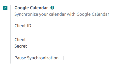 چک‌باکس Google Calendar در تنظیمات عمومی.