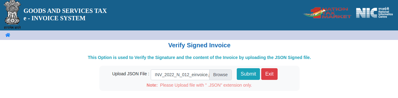 انتخاب فایل JSON برای اعتبارسنجی فاکتور