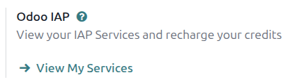 خرید اعتبار در تنظیمات Odoo IAP.