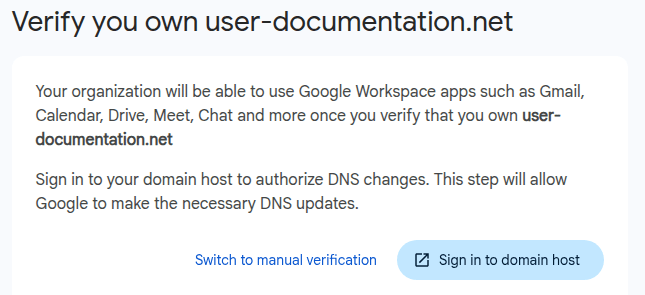 تغییر به تأیید دستی دامنه در Google Workspace